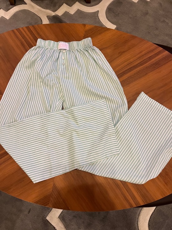 Love Other - Love Women’s Mint & White Striped Pajama Bottoms, Size S